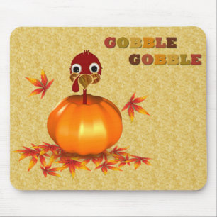 Mousepad Engraçado Ação de Graças à Turquia em Pumpkin