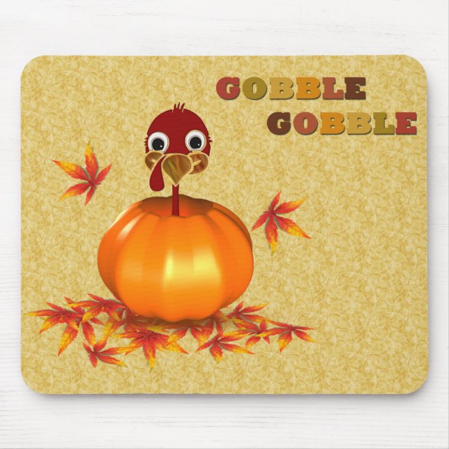 Mousepad Engraçado Ação de Graças à Turquia em Pumpkin - Mo (Frente)