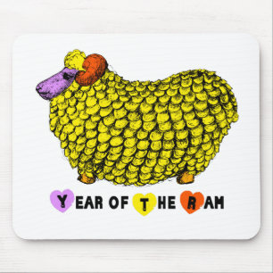 Mousepad Engraçado Amarelo Ram Chinês Ano Zododíaco Aniv