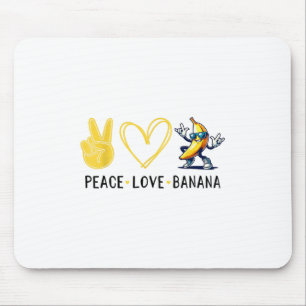Mousepad Engraçado Amor Banana Cute Banana Paz Amor Banana