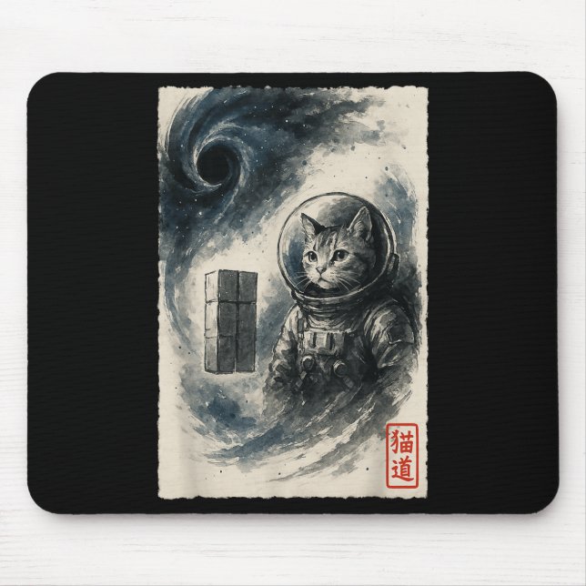 Mousepad Engraçado Astronauta de Gato Interestelar do Espaç (Frente)