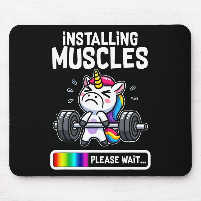 Mousepad Engraçado Belo Unicorn Workout Gym Malhação Welevt (Frente)