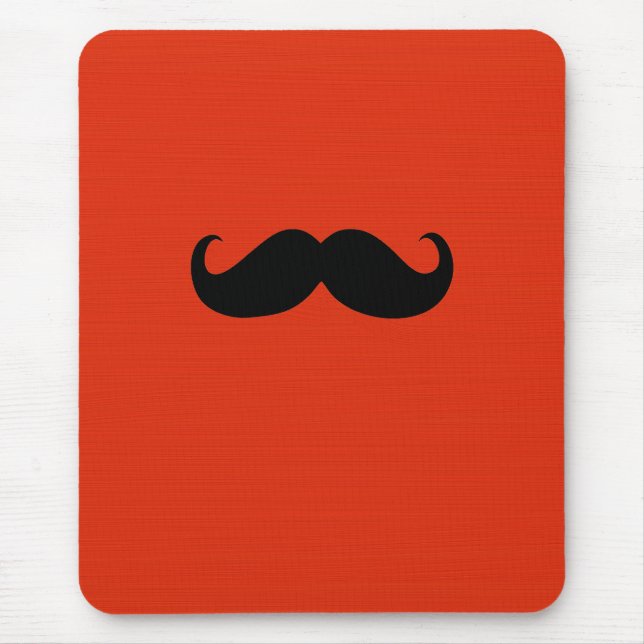 Mousepad Engraçado bigode preto no fundo vermelho-alaranjad (Frente)