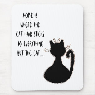 Mousepad Engraçado Cabelo de Gato Quote Gato Negro Bonito S