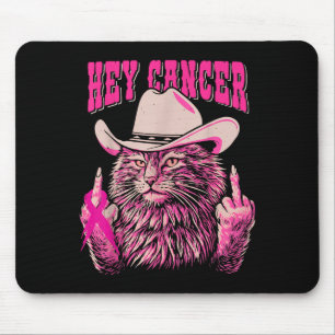 Mousepad Engraçado Cancer de mama Consciência do Gato Rosa