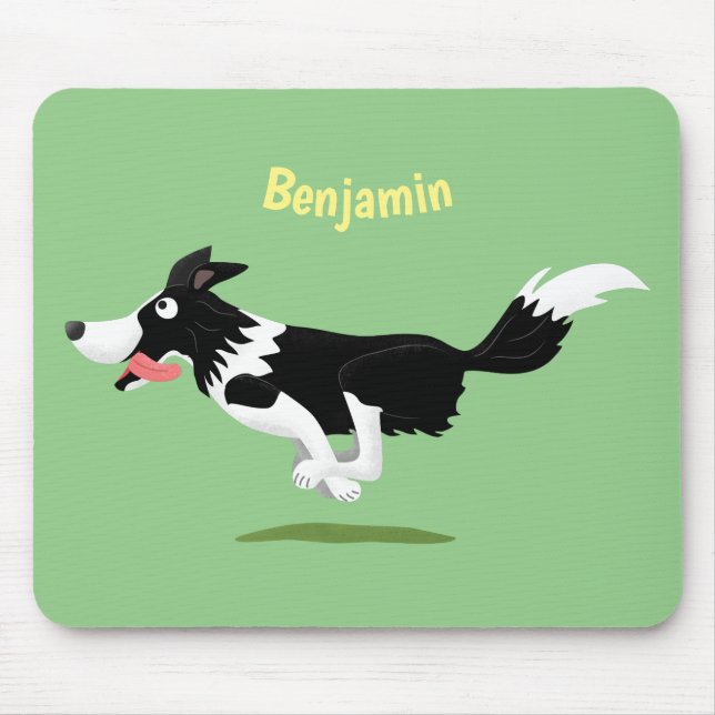 Mousepad Engraçado Cão da Borda Collie executando desenho a (Frente)