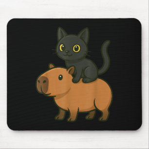 Mousepad Engraçado Capybara Black Cat Amante de os animais 