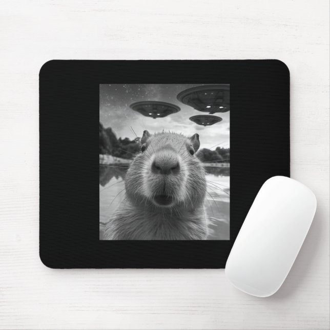 Mousepad Engraçado Capybara Selfie com OVNIs esquisitos (Com mouse)