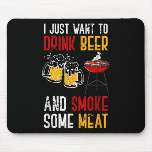 Mousepad Engraçado Chef de Carne Fumada Bebendo de Cerveja