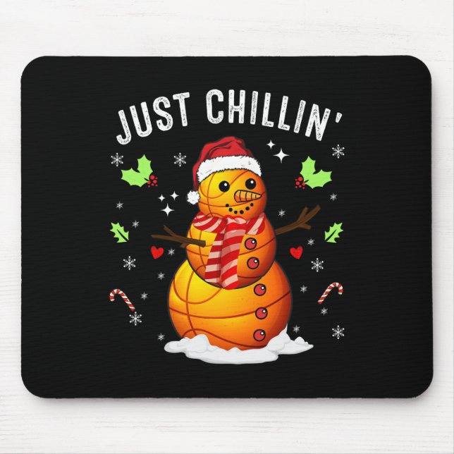 Mousepad Engraçado Chillin' Snowman Sketll Ll Santa Hat Chr (Frente)