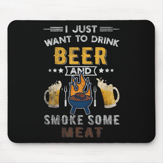 Mousepad Engraçado Churrasco Chef Carne Fumada Fumada Lover (Frente)
