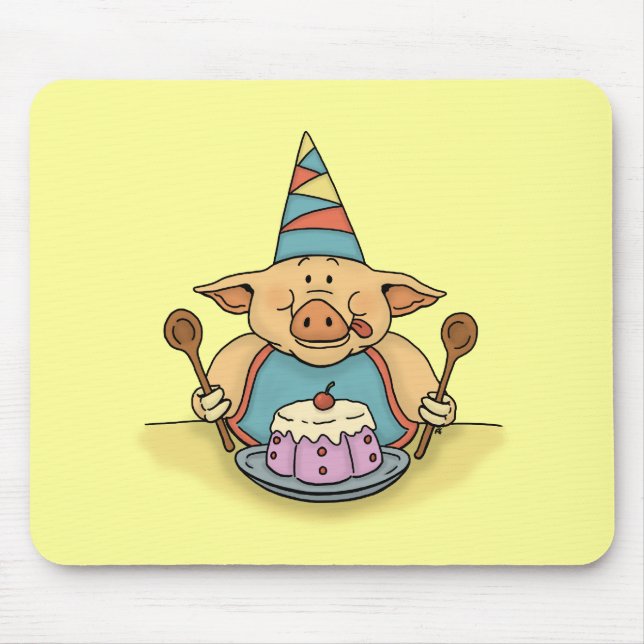 mousepad engraçado do porco com fome do (Frente)