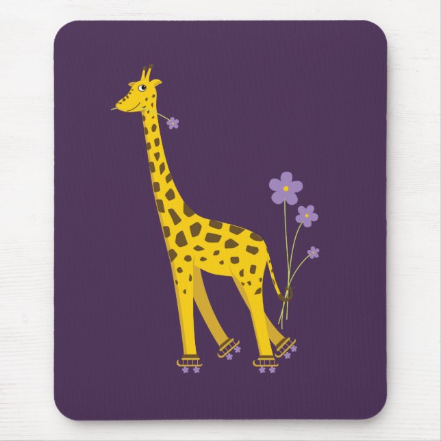 Mousepad Engraçado Engraçado Roller Skating Cartoon Giraffe (Frente)