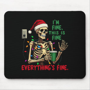 Mousepad Engraçado Esqueleto Luzes de Natal Estou bem Tudo