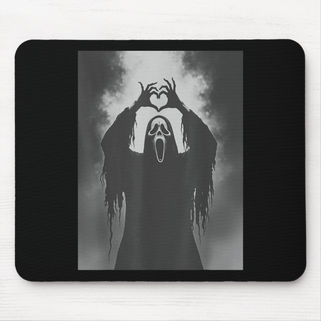 Mousepad Engraçado Fantasma Mão Coração Sinal Spooky Figuru (Frente)