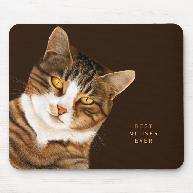 Mousepad Engraçado Gato Desenho Texto Personalizado bege ca (Frente)