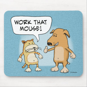 Mousepad engraçado: Gato e cão dos desenhos