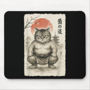 Mousepad Engraçado Gato Sumo Wrestler Sumi-e Art Japonês An