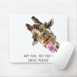 Mousepad Engraçado Girafa, língua para fora e Piscar os o