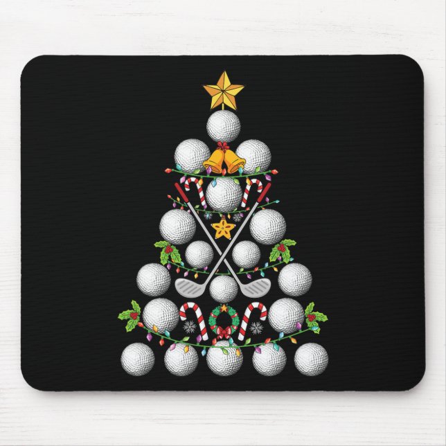Mousepad Engraçado Golf Ball Natal Árvore Natal Golfe Amor (Frente)