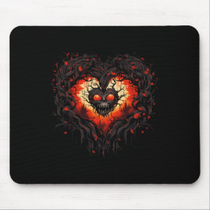 Mousepad Engraçado Horror Fantasma Vermelho Coração Crânio