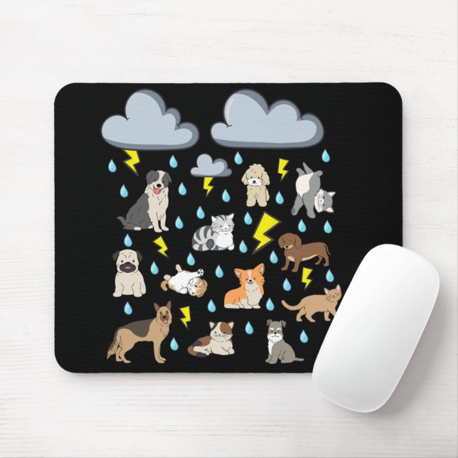 Mousepad Engraçado Idiom Chovendo Cães e Gatos (Com mouse)