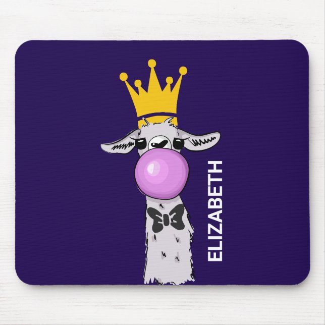 Mousepad Engraçado Ilustração do Llama soprando uma bolha r (Frente)