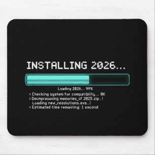 Mousepad Engraçado Instalando Ano Novo 2026 Geek Retro Carr