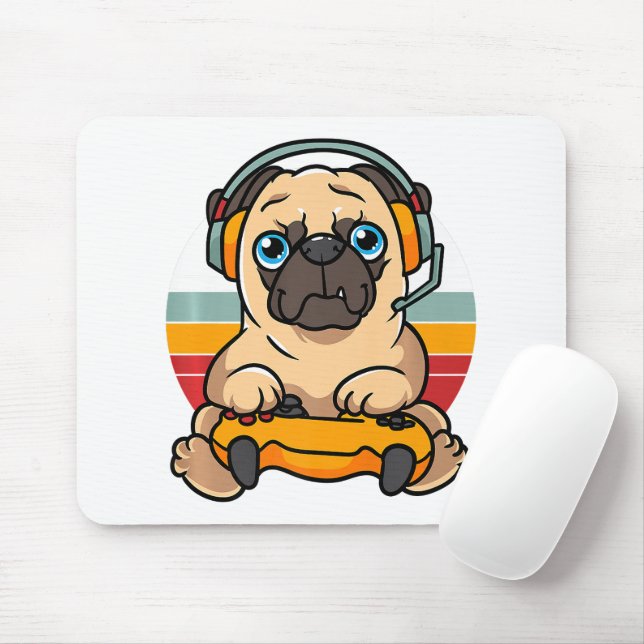 Mousepad Engraçado Jogando Cachorro Pet Lover Gamer (Com mouse)