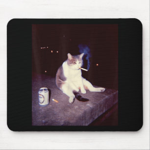 Mousepad Engraçado Memória Fumante Cigarro Kitten Brainrot 