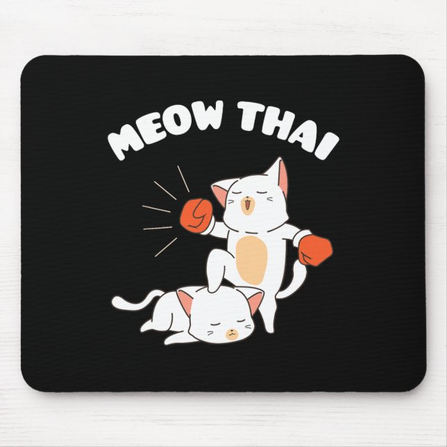 Mousepad Engraçado Muay Tailandês Gata Tailandês Boxando Gi (Frente)