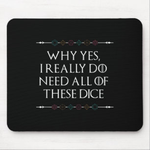 Mousepad Engraçado Nerdy Gaming D20 Rpg Dice Dizendo Cotaçã