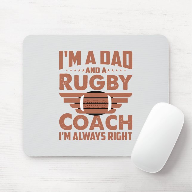 Mousepad Engraçado Pai de Rugby e treinador de Rugby (Com mouse)