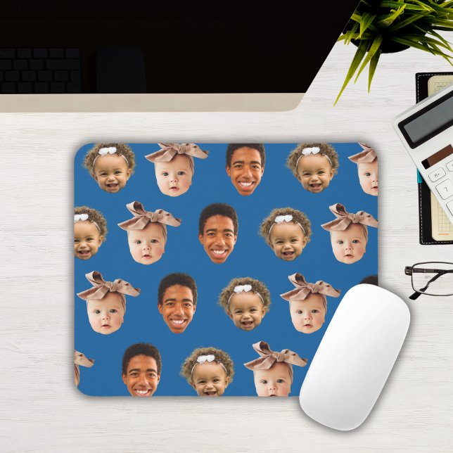 Mousepad Engraçado Pai personalizado azul de 3 crianças Fot (Funny Blue Custom Dad of 3 Kids Photo Mouse Pad
)