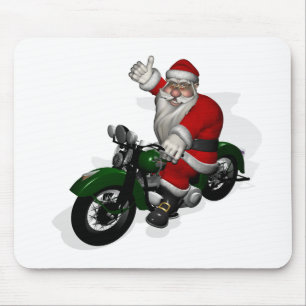 Mousepad Engraçado Papai Noel Em Moto Verde Vintage