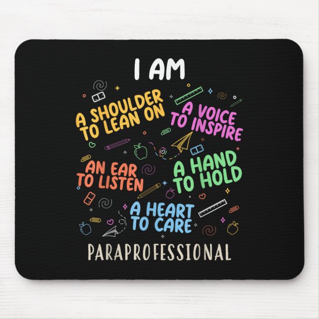 Mousepad Engraçado Paraeducador Coração Para Cuidar Parapro (Frente)