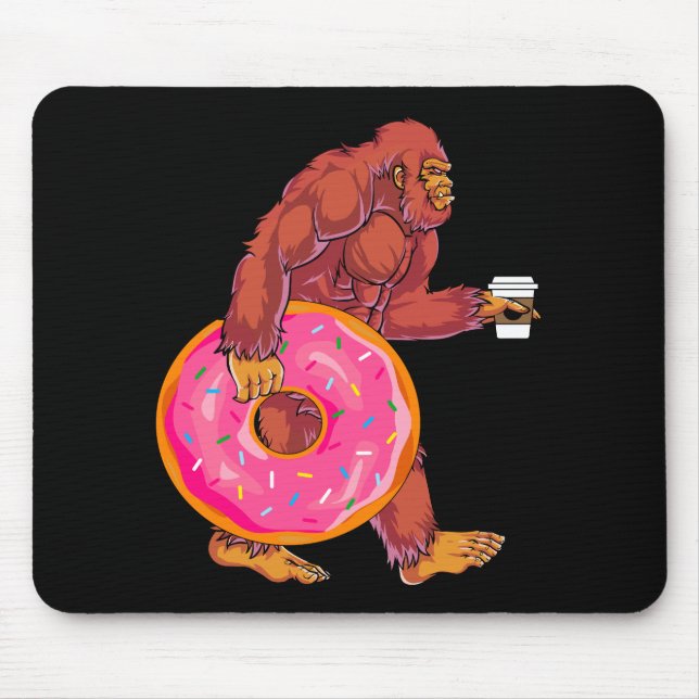 Mousepad Engraçado Pé Grande Andando com Grande Rosquinha e (Frente)