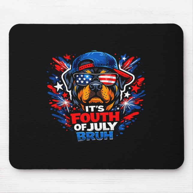 Mousepad Engraçado quarto de julho bruh rottweiler patrióti (Frente)