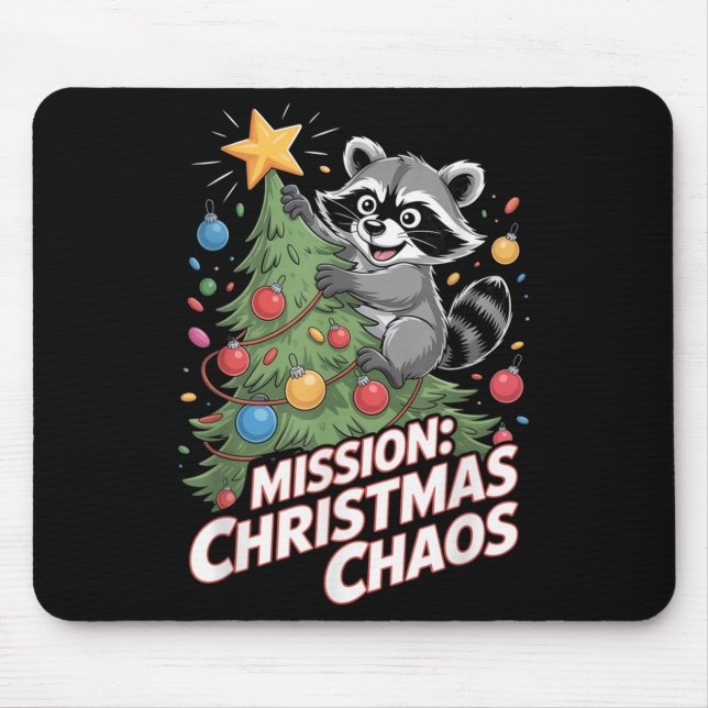 Mousepad Engraçado Raccoon no Natal Panda Xmas (Frente)