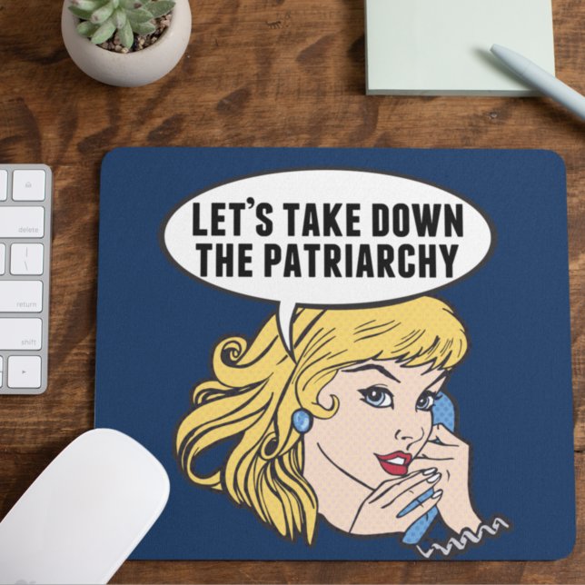 Mousepad Engraçado Retro Feminista Pop de Arte Anti-Patriar (Criador carregado)