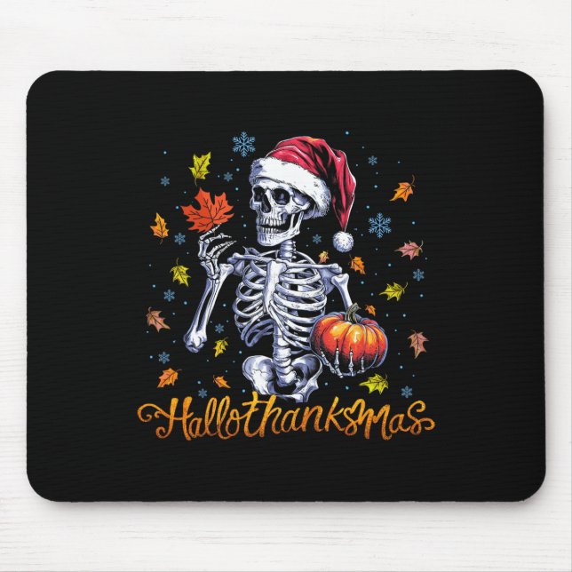 Mousepad Engraçado Skeleton Halloween Feliz Natal Feliz Hal (Frente)