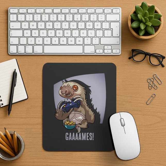 Mousepad Engraçado Sloth Gaaaames! Videos games para Jogado (Criador carregado)