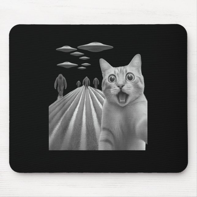Mousepad Engraçado Surpreendido Gato Assustado Selfie Com P (Frente)