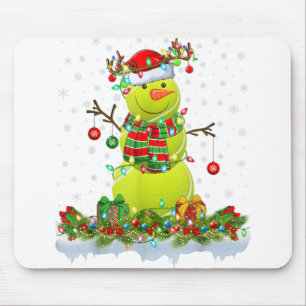 Mousepad Engraçado Tênis Ball Snowman Xmas Lights Tênis Chr