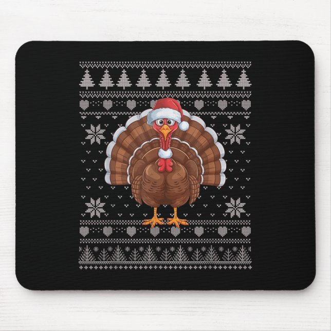 Mousepad Engraçado Turquia Papais noeis de docinho de Natal (Frente)