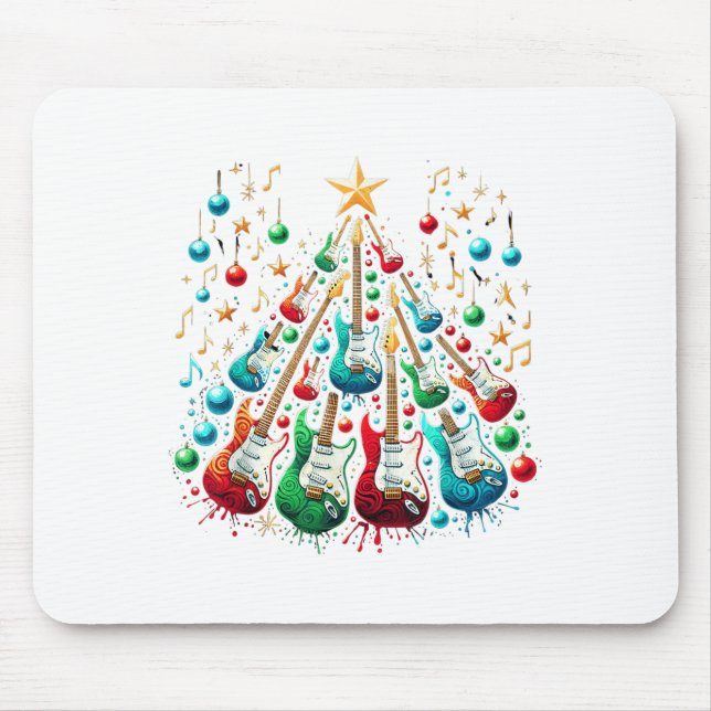 Mousepad Engraçado Violão Santa Hat Árvore de Natal Violão (Frente)