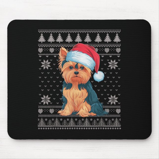 Mousepad Engraçado Yorkie Cachorro Feio Papais noeis de Nat (Frente)