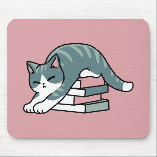 Mousepad Enrolados com um Livro e um Gato - Leitura de Gato