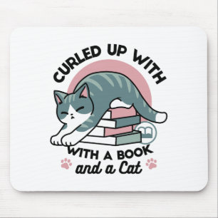 Mousepad Enrolados com um Livro e um Gato - Leitura de Gato