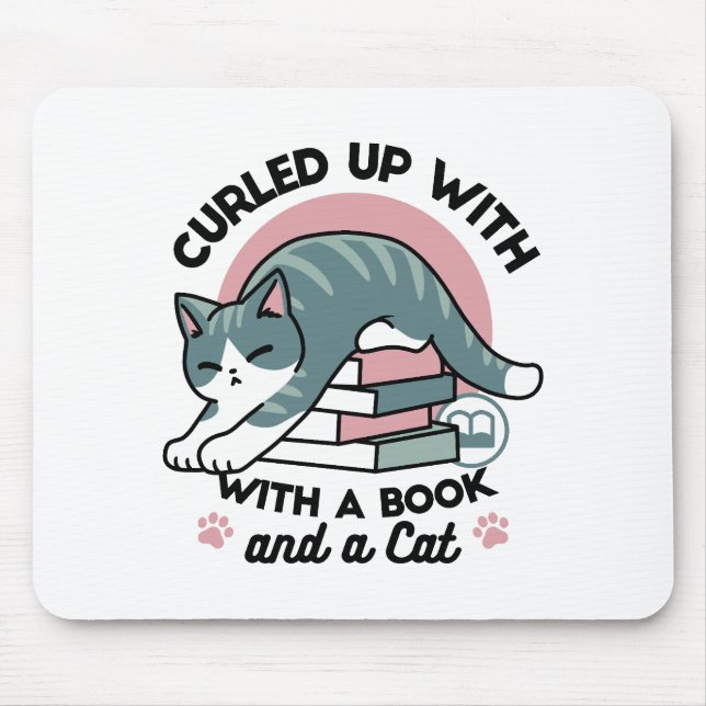 Mousepad Enrolados com um Livro e um Gato - Leitura de Gato (Frente)